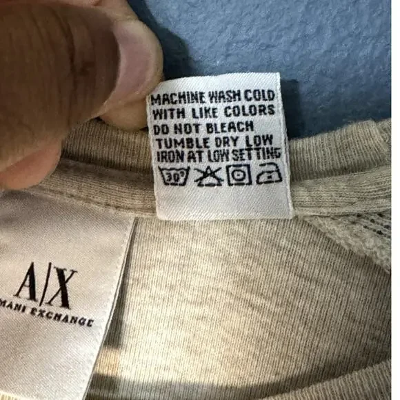 A|X Armani Exchange Men's Tan Crew Neck Short Sleeve 100% Cotton Shirt Size XL - Picture 6 of 8